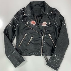 Blank NYC Floral fauxLeather Studded Jacket